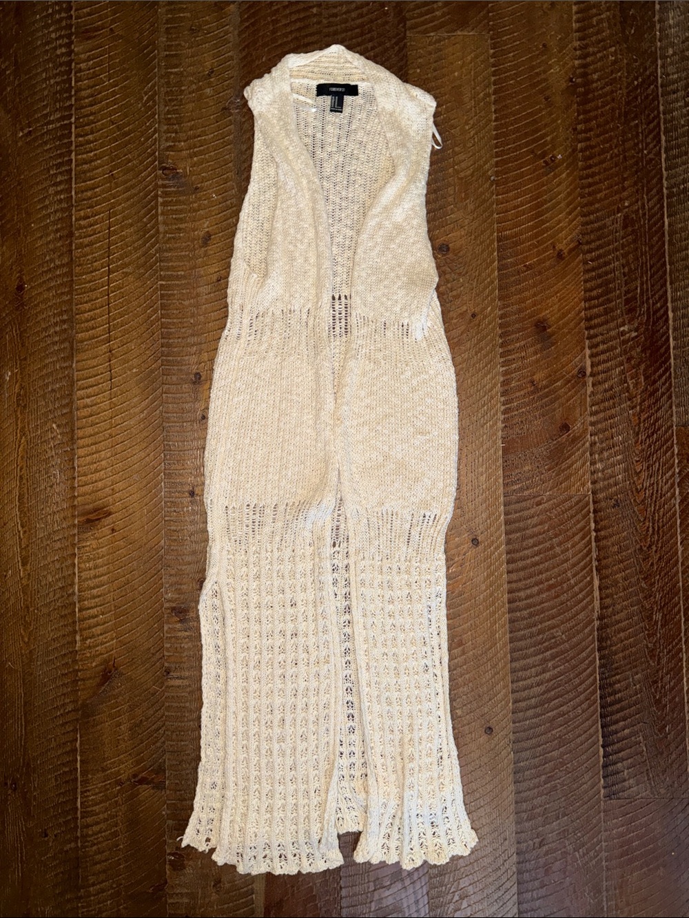 Forever 21 Cream Open Knit Vest